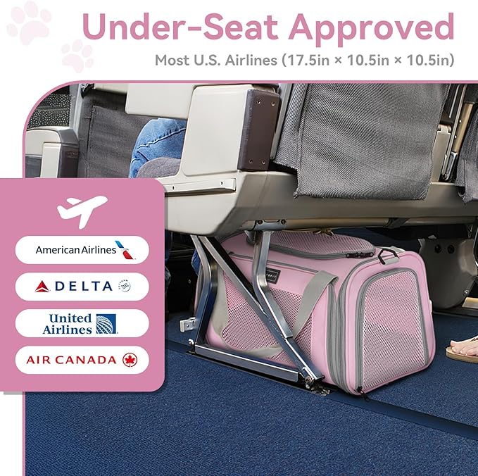 Airline Approved Cat Carrier 17.5×10.5×10.5 in, Escape-Proof Design - Image 2