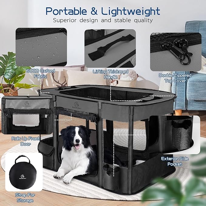 Dog Playpen, Pet Playpen, Foldable Puppy Cat Playpen, Portable Exercise Kennel - Image 6