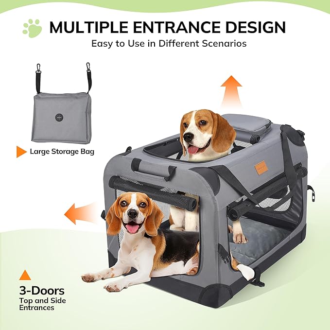 Morpilot 28-inch Portable Collapsible Dog Crate: Travel Dog Crate Soft-Sided - Image 3