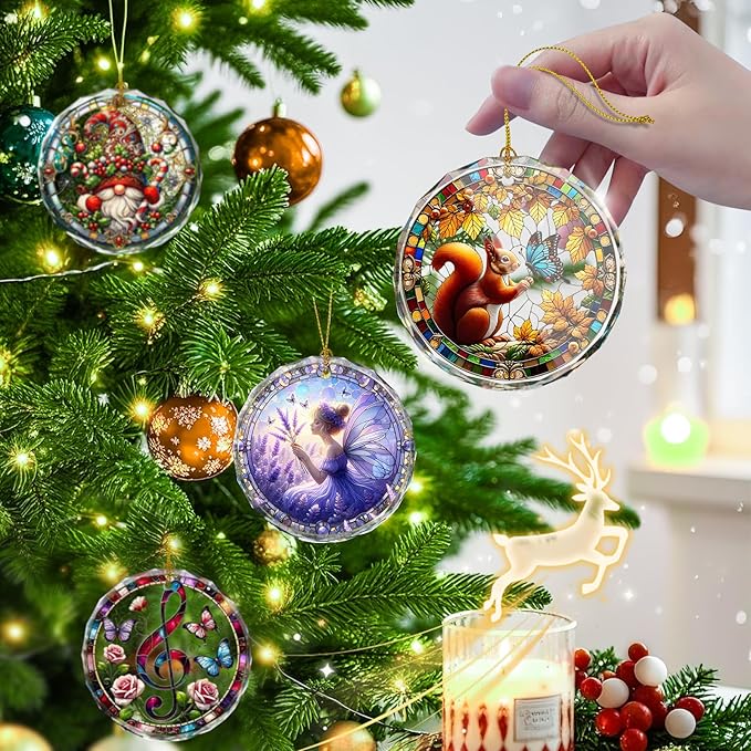 Stained Glass Fairy Christmas Ornaments, Elegant Christmas Tree Ornaments - Image 4