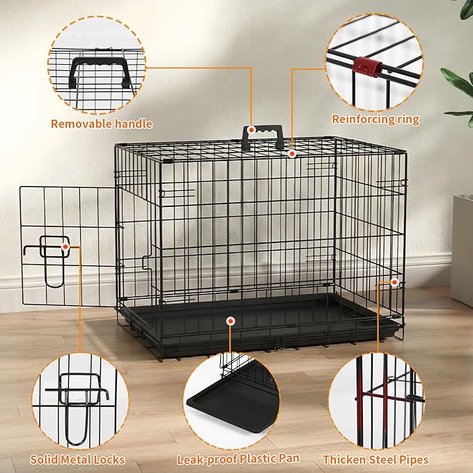 FDW Dog Crate 24-Inch Dog Cage Single Door Foldable Metal Kennel - Image 5