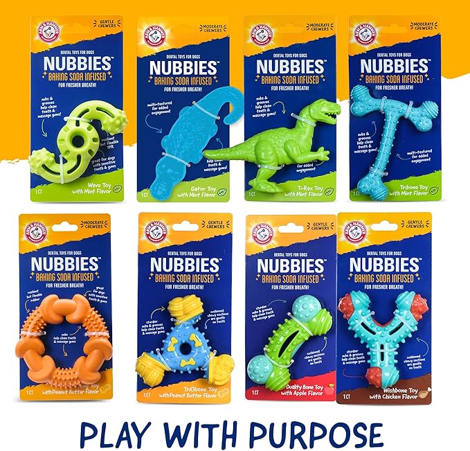Arm & Hammer for Pets Nubbies TriBone Dog Dental Toy Peanut Butter Flavor - Image 8