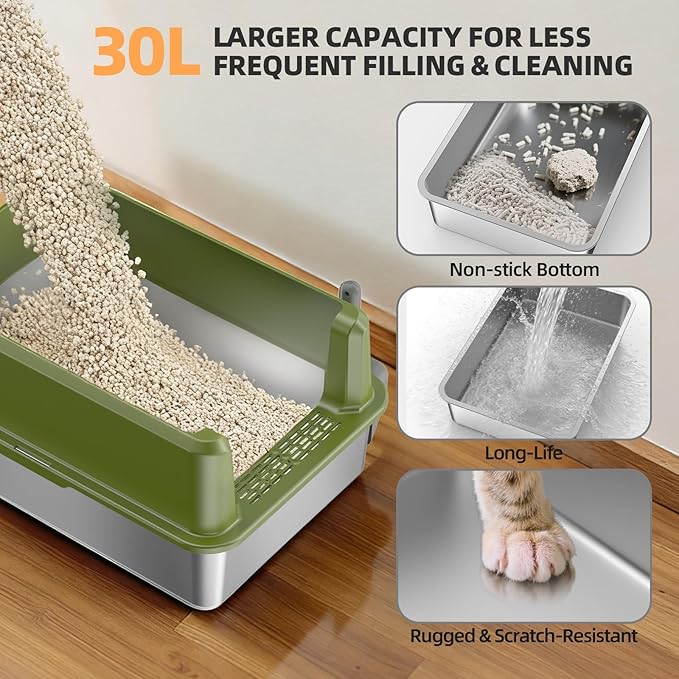 WoofiGo Enclosed Stainless Steel Cat Litter Box - Image 5