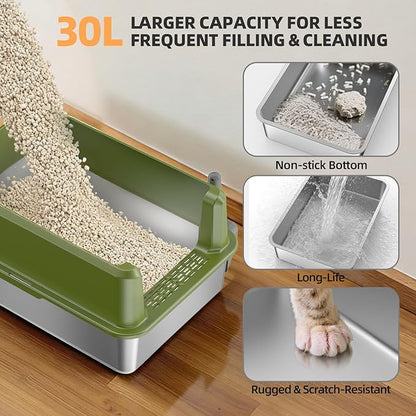 WoofiGo Enclosed Stainless Steel Cat Litter Box - Image 5