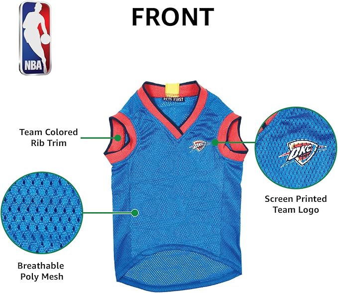Pets First NBA OKLAHOMA CITY THUNDER DOG Jersey, Large - Image 7
