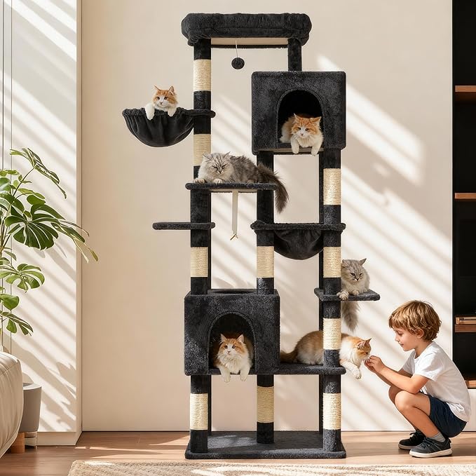Heybly Cat Tree, 76-Inch Tall Heavy Duty Cat Tower - Image 10