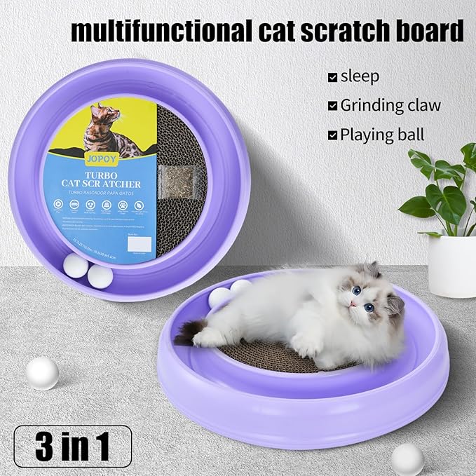 Cat Scratcher Toy Ball Track for Indoor Cats, Round Interactive Scratching - Image 2