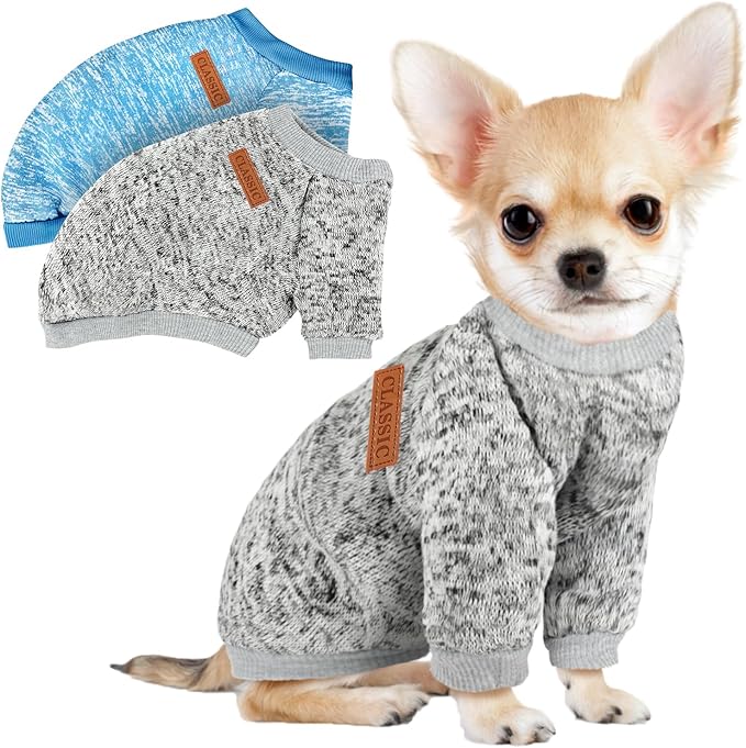 2 Pack Dog Sweaters for Small Dogs Girl Boy Winter Fleece Clothes Warm Soft Dog by BAOBICUTE