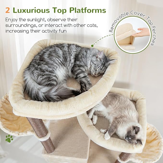 Globlazer Cat Tree Tower for Indoor Cats, Sturdy Adult Cat Tree House for Large - Image 2