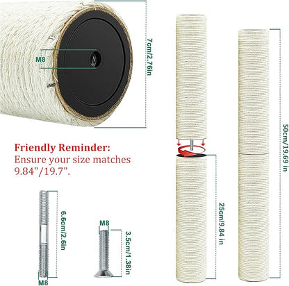 Cat Tree Replacement Post, 2 Pack 9.84in Cat Scratching Post - Image 2
