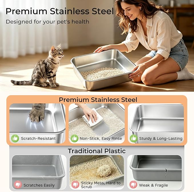 URPOWER Stainless Steel Cat Litter Box - Image 8