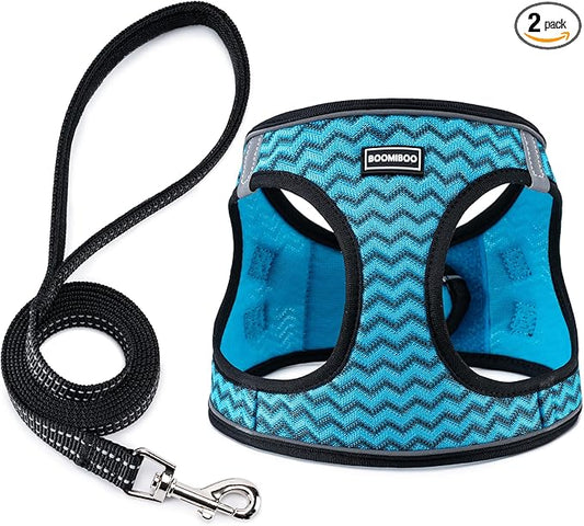 Dog Harness with Leash Set, No Pull Adjustable Reflective Step-in Puppy Pet by BOOMIBOO