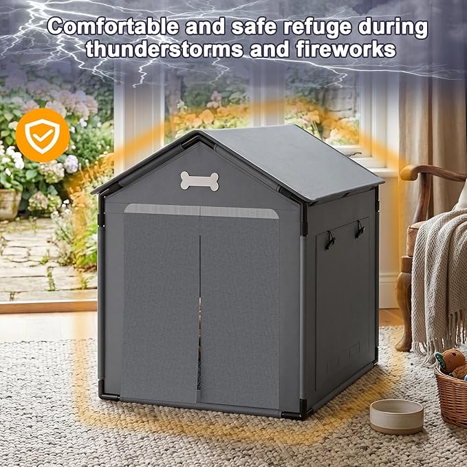 Large Dog House Indoor with Plush Cushion, Dog Kennel - Image 5