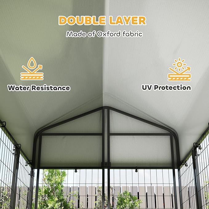 PawHut Outdoor Dog Kennel with Roof, UV-Resistant & Waterproof Cover, - Image 4