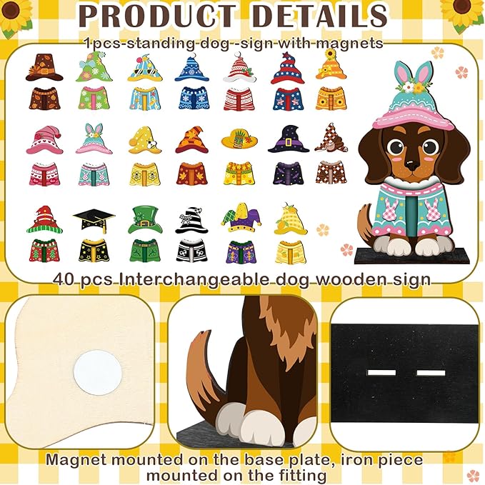 DoubleFill 42 Pcs Interchangeable Wooden Dog Decoration - Image 5