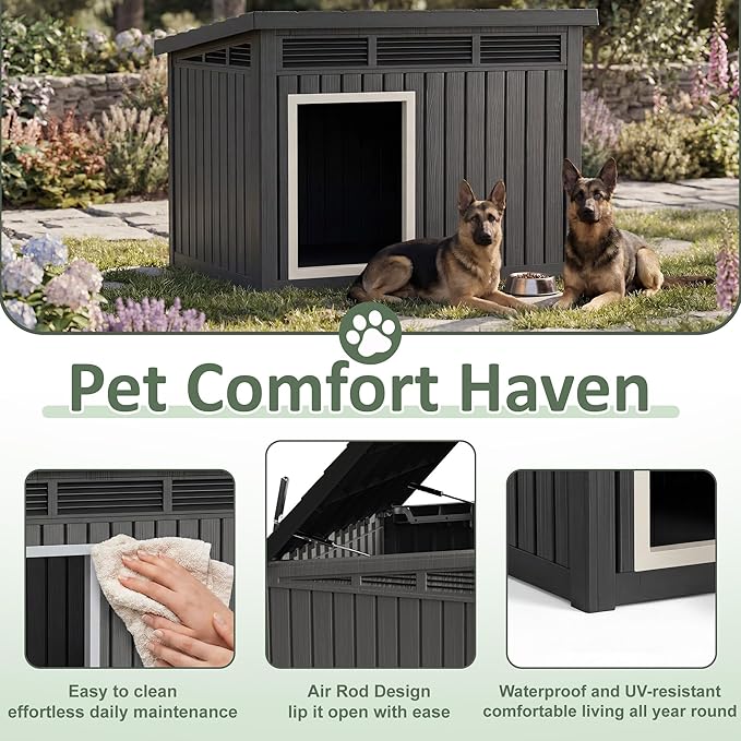DRATO Small Dog House, Weatherproof Resin Dog House Outdoor - Image 3