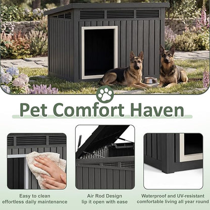 DRATO Small Dog House, Weatherproof Resin Dog House Outdoor - Image 3