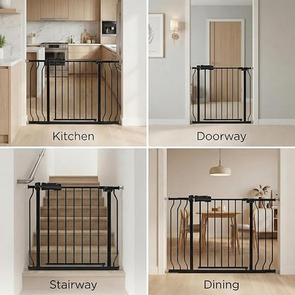 Extra Wide Pressure Mount Baby Gate Walk Through Auto Close White Metal Child - Image 6