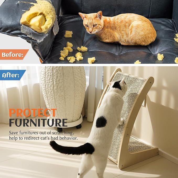 PETKARAY Cat Scratcher, Sisal Cat Scratch Pad, Curved Scratching Board - Image 3