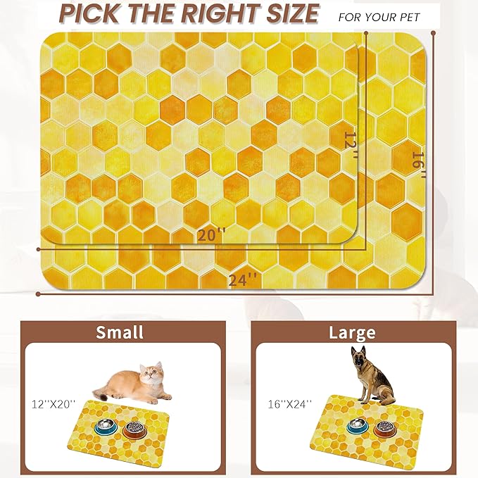 Honeycomb Bee Geometric Dog Food Mat - Image 2