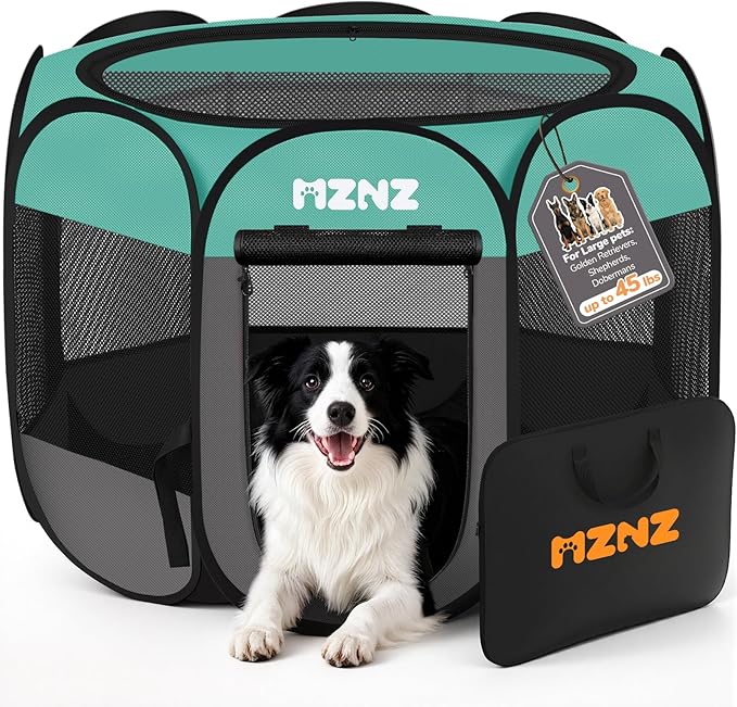 Dog Playpen, Portable Puppy Pet Crate Indoors by MZNZ