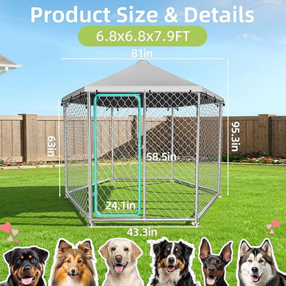 6.8x6.8 FT Heavy Duty Large Outdoor Dog Kennel Outside, Galvanized Steel - Image 4
