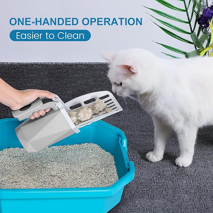 Cat Litter Scooper with Holder Kitty Litter Scoop with Waste Can and 150 Refill - Image 4