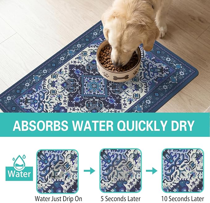 Pet Feeding Mat for Floors Waterproof Dog Mat for Food and Water Absorbent - Image 2