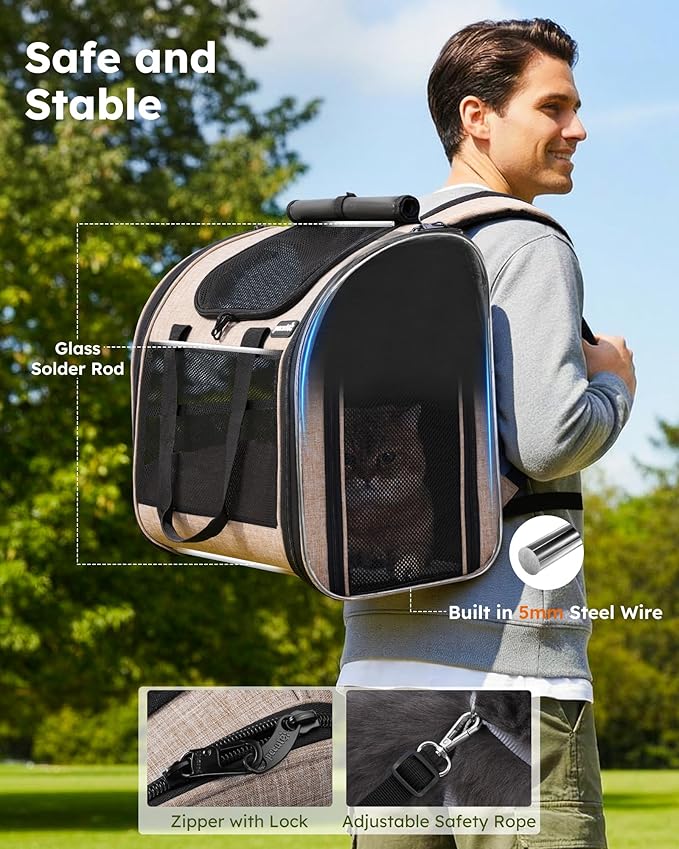 Pecute Cat Backpack with Widened Interior Space, Upgraded Dog Backpack Carrier - Image 4