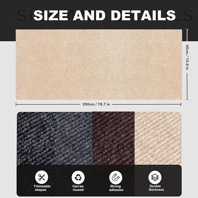 78.7"X15.8" Self-Adhesive Cat Scratching Mat, Couch Protector from Cat Claws - Image 6