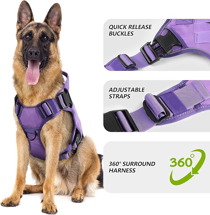 WINGOIN Purple Tactical Dog Harness - Image 2