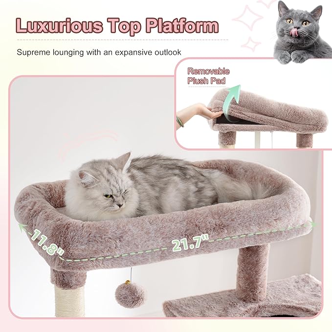 Heybly Cat Tree, 76-Inch Tall Heavy Duty Cat Tower - Image 3