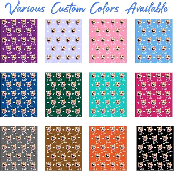 Personalized Dog Blanket with Faces, Custom Pet Name Blankets, Customized Heart - Image 2