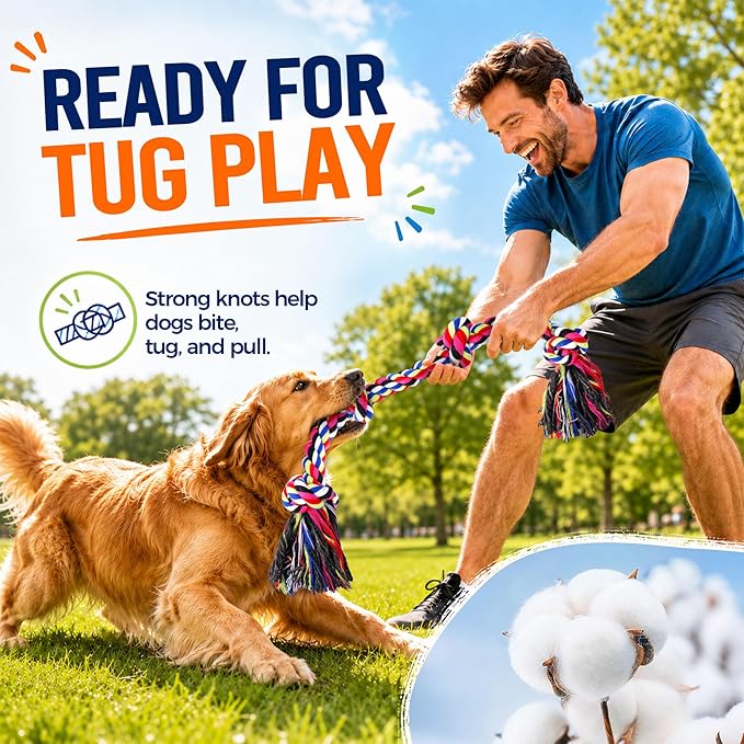 Tough Dog Rope Toys for Aggressive Chewers, Tough Tug of War Dog Toys for Large - Image 5