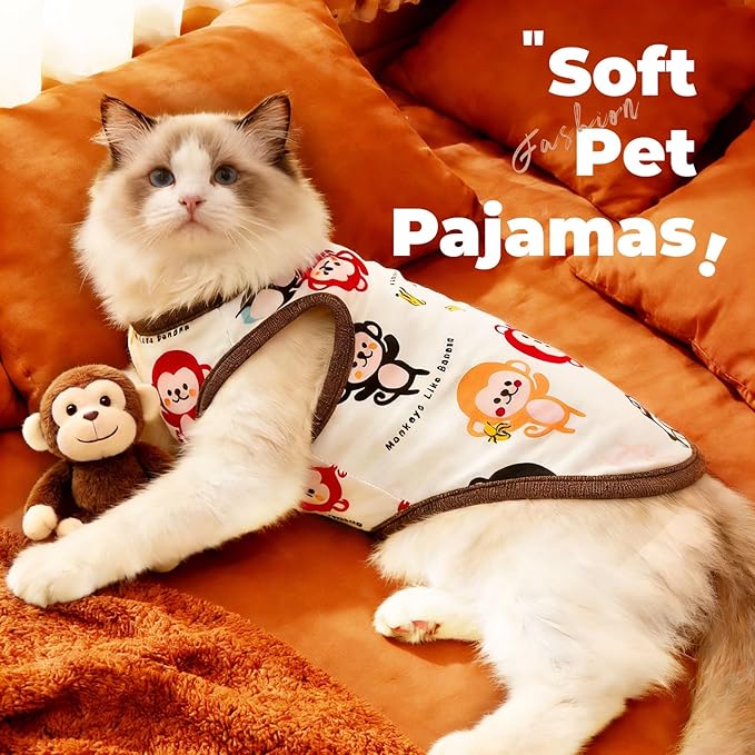 PETCARE Cartoon Dog Shirts for Small Dogs Cute Dog Clothes Brown Monkey Tshirt - Image 4