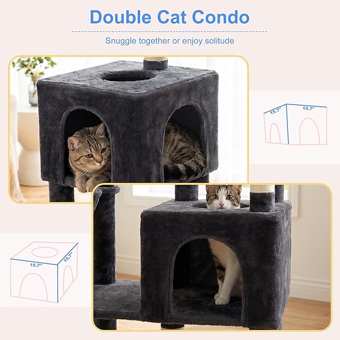 Heybly 68.1" Cat Tree with Oversized Top Platform & Wide Base, Heavy Duty Cat - Image 10