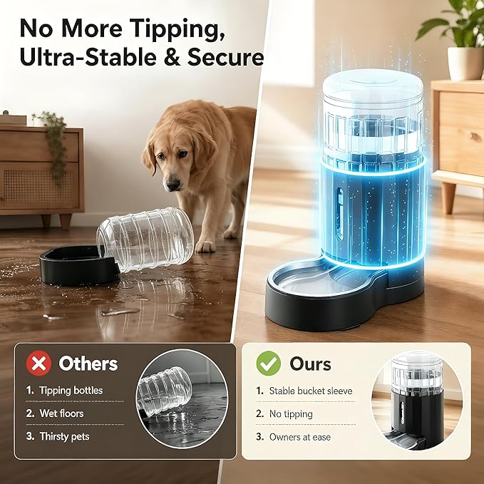 CZPET Dog Water Bowl Dispenser 4L, Wider Mouth & Upgraded Brush - Image 3