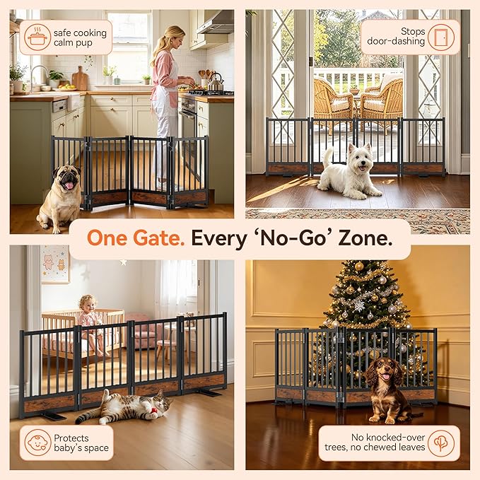 Dog Gate for Small Dogs, Heavy Duty Step-Over Doorway Puppy Barrier, Anti-Tip - Image 3
