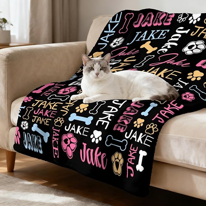 Personalized Blanket with Dog Name Personalized Funny Throw Blankets Soft Warm - Image 3