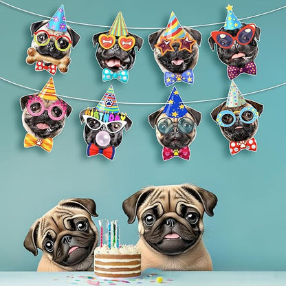 Pug Birthday Garland — Photographic Pug Faces Birthday Banner, Funny Pug Bday - Image 3