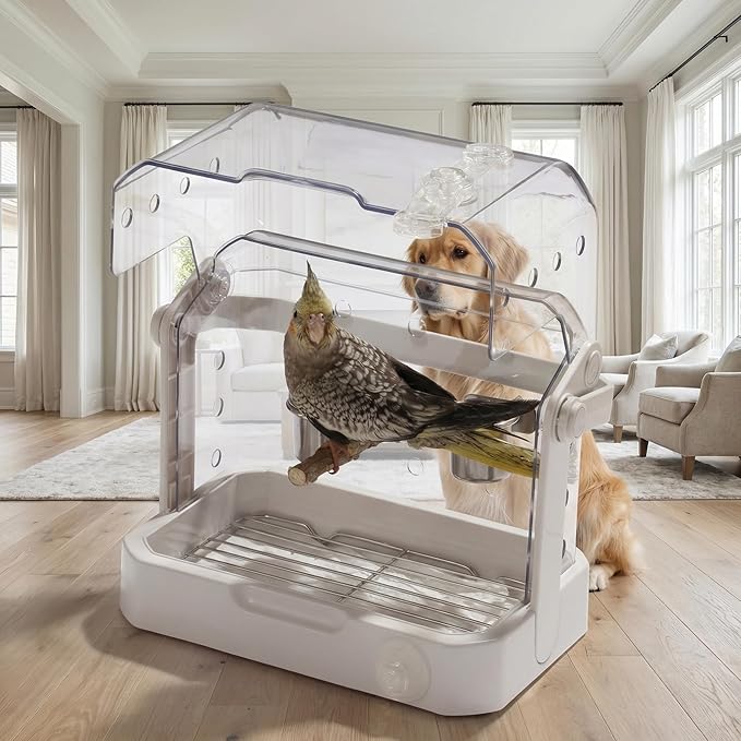 Bird Travel Cage, 10×6.7×8.3 Inches Waterproof & Sturdy Pet Carrier - Image 10