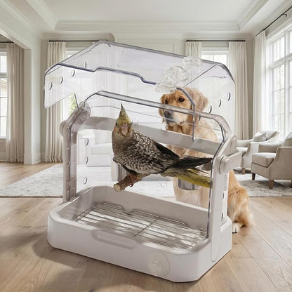 Bird Travel Cage, 10×6.7×8.3 Inches Waterproof & Sturdy Pet Carrier - Image 10