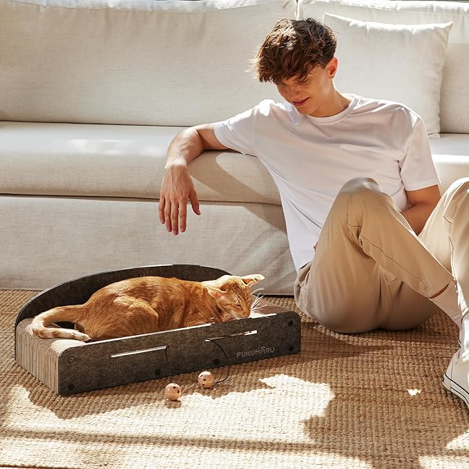 FUKUMARU 26 Inch Large Cat Scratcher Bed, 2 Reversible Cardboard Cat Scratch - Image 5
