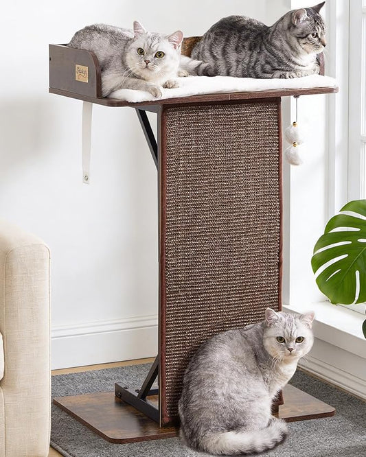 Modern Wood Cat Tree Tower for Indoor Large Cats, 33.8-Inch Tall Wooden Cat by FeliskynCatTreeTower