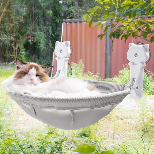 JUNSPOW Cat Window Perch Cordless, Foldable & Stable Cat Beds- Breathable Cat by JUNSPOW