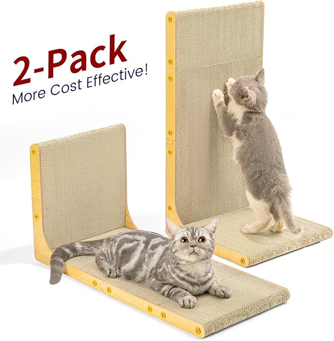Conlun Cardboard Cat Scratcher, Vertical Wall-Leaning Scratching Board to - Image 4