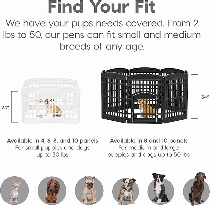 IRIS USA Dog Playpen with Door, 34” 8 Panel Pet Exercise Pen – Indoor Outdoor - Image 11