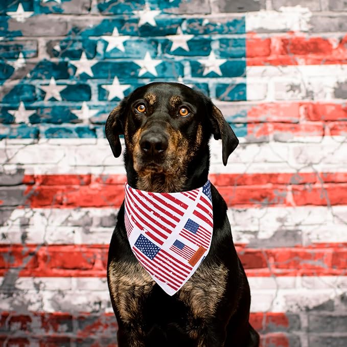 PTDECOR American Flag Dog Bandana 4th of July Dog Bandanas Reversible Triangle - Image 4