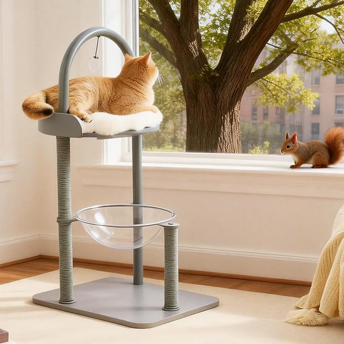 34" Modern Cat Tree Furniture, Minimalist Metal Frame Cat Tower - Image 2