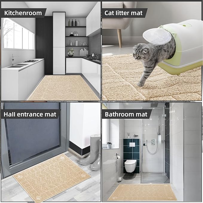 Cat Litter Mat, Litter Trapping Mat Soft on Kitty Paws, Waterproof, Easy Clean - Image 6